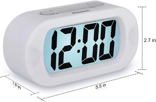 Miniatura 6 de Plumeet Reloj Despertador para Niños LCD Digital Grande Relojes Despertadores de Viaje con Repetición y Luz Nocturna - Sonido Ascendente