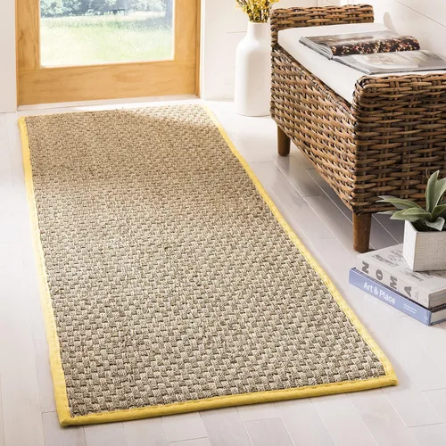 Miniatura 118 de Safavieh Natural Fiber NF114P - Alfombra redonda de hierba marina, tejido de canasta, con borde, de 244 cm, color gris Natural/ gris