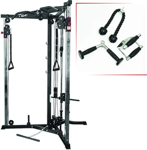 Miniatura 10 de Valor Fitness Máquina cruzada de cables – 17 posiciones ajustables con barras de dominadas y accesorios opcionales de paquete de peso máximo de 200