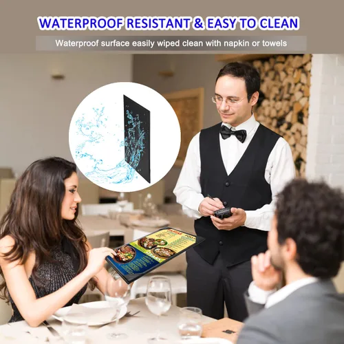 Miniatura 2 de Fundas de cuero para menú con madera fuerte en el interior para 8.5 x 11 pulgadas, soporte de cuero para menú de una sola vista para restaurante