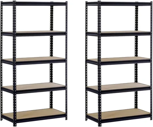 EDSAL UR245AZ-BLK Estante de almacenamiento de acero, 5 estantes ajustables, capacidad de 4000 libras, 72 pulgadas de alto x 48 pulgadas de ancho x