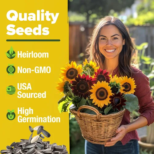Miniatura 3 de Home Grown Semillas de girasol para plantar 8 variedades de paquetes de semillas de flores de sol para plantar: cultivar girasoles enanos