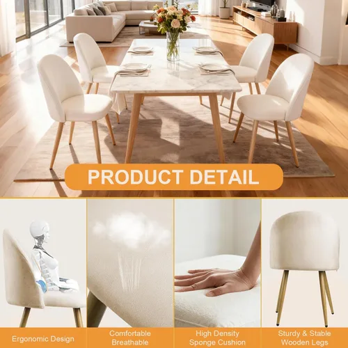 Miniatura 3 de Lightdot Juego de 2 sillas de comedor, cómodos asientos de terciopelo, sillas de sala de estar modernas de mediados de siglo, sillas de cocina