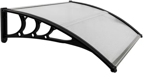 Knocbel Toldo para ventana de patio al aire libre, 39 x 31.5 pulgadas, toldo hueco de policarbonato para puerta, refugio solar con ABS y soportes de