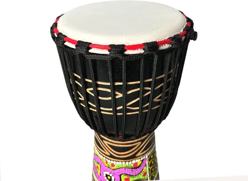 Miniatura 4 de BORIYAM - Tambor Djembe profesionalmente tallado a mano, cabeza de tambor de piel de cabra, pandereta estilo africano occidental, bongo, percusión