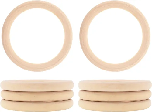 Miniatura 20 de Mandala Crafts Suministros de anillos de macramé de madera de 1.575 pulgadas, 70 círculos de madera natural sin terminar para la fabricación de joyas