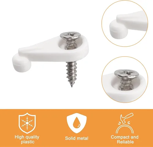 Miniatura 3 de MOROBOR Kit de 50 clips de retención de vidrio, panel de vidrio y clips de retención de puerta con tornillos (blanco puro)