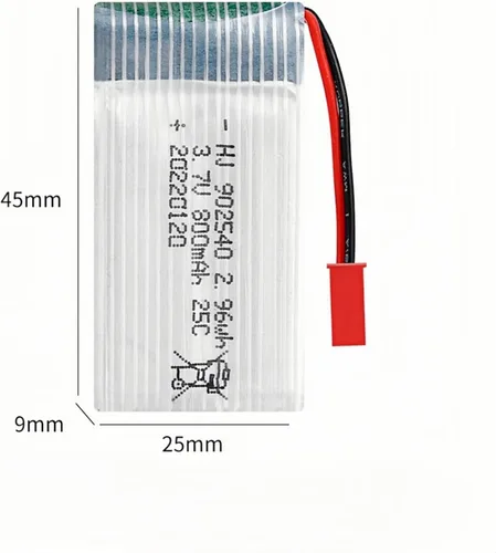 Miniatura 2 de 2 unids 3.7 V 800 mAh 25C 902540 Lipo batería recargable JST Plug con cargador USB para X56W X400 X400W X300C X400C X800 HS110 HS200 S670 V950hd