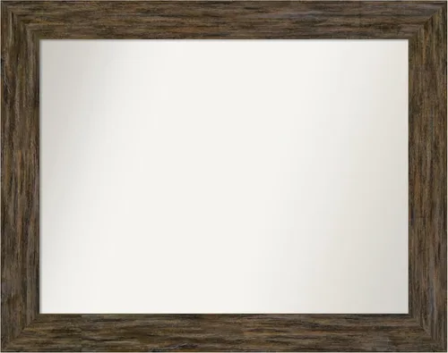Miniatura 120 de Amanti Art Espejo personalizado, espejo de baño marrón Fencepost, espejo de pared o espejo de tocador de baño sobre el fregadero (27 x 27 pulgadas)