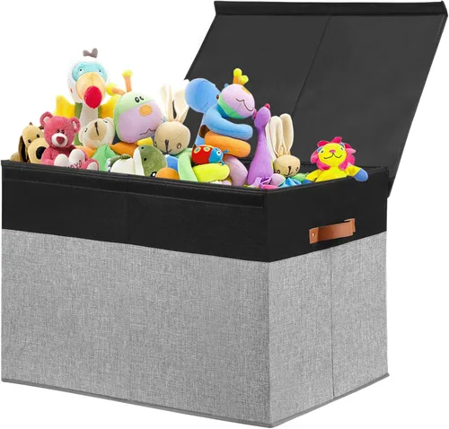 Miniatura 14 de Gowee Caja de almacenamiento de juguetes extragrande con tapa, cesta organizadora de juguetes resistente con divisores para niños, niñas, guardería