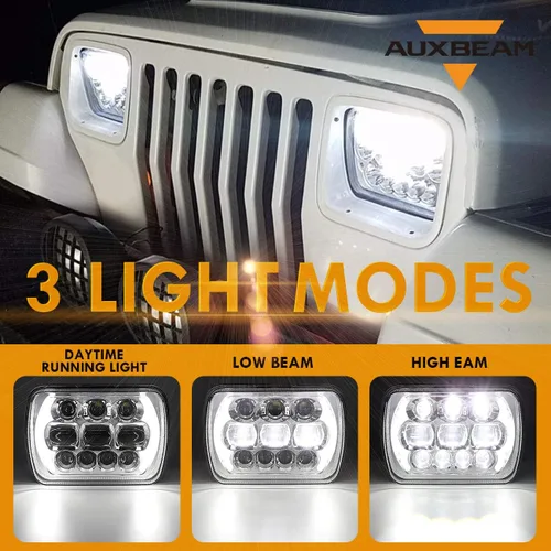 Miniatura 2 de Auxbeam Faro LED de 5 x 7 de haz alto y bajo, 85 W, 7 x 6 pulgadas, con ojos en ángulo DRL, aprobado por DOT, H6054 para Jeep Wrangler Cherokee XJ