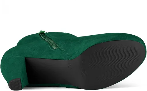 Miniatura 5 de Allegra K Botines de tacón grueso con cremallera lateral para mujer