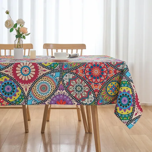 Miniatura 10 de Mantel Redondo Rosa de 60 Pulgadas Mantel a Cuadros Gingham - Cubierta de Mesa de Poliéster Rosa y Blanco a Cuadros Plaid Reutilizable Resistente al