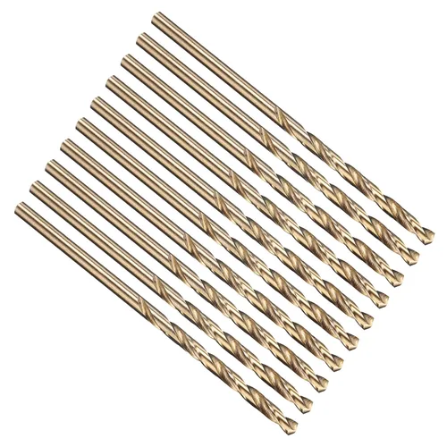 Miniatura 54 de PATIKIL Broca Jobber de 0.039 in, vástago recto M35 cobalto 5% acero de alta velocidad 135° acabado dorado para metal duro de acero inoxidable - 2