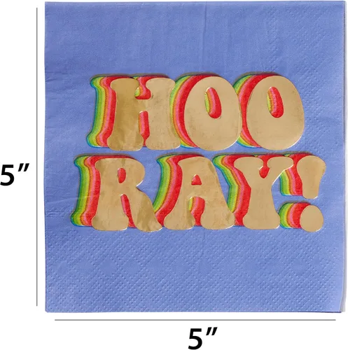 Miniatura 5 de C.R. Gibson Hooray - Servilletas de bebidas de lámina dorada, 20 unidades (TW4-25412) Disposable Decorated Napkins