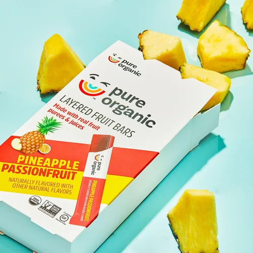 Miniatura 6 de Pure Organic Barras de frutas en capas, sin gluten, aperitivos de frutas veganas, fruta de la pasión de piña (2 cajas, 24 barras)