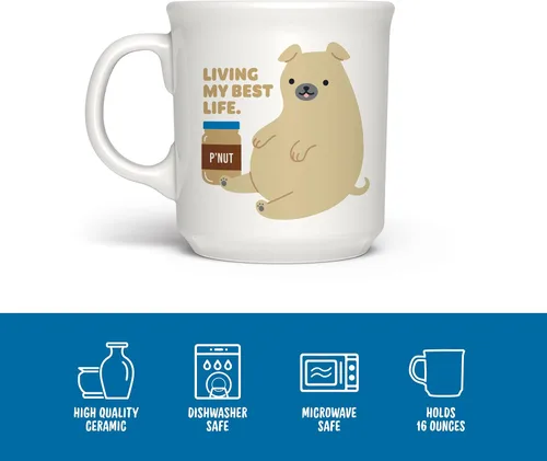 Miniatura 2 de Genuine Fred Taza de cerámica con texto en inglés "Say Anything", de 16 onzas, multicolor, apta para lavavajillas