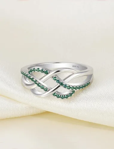 Miniatura 5 de YL Anillos de nudo celta de plata de ley 925, anillo de nudo torcido, piedra natal, joyería para mujer, talla 5