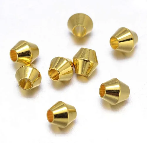 Miniatura 12 de Craftdady 210 cuentas espaciadoras redondas de oro de 18 quilates de 0.079 pulgadas, 0.089 pulgadas, 0.118 pulgadas, 0.118 pulgadas, 0.197 pulgadas