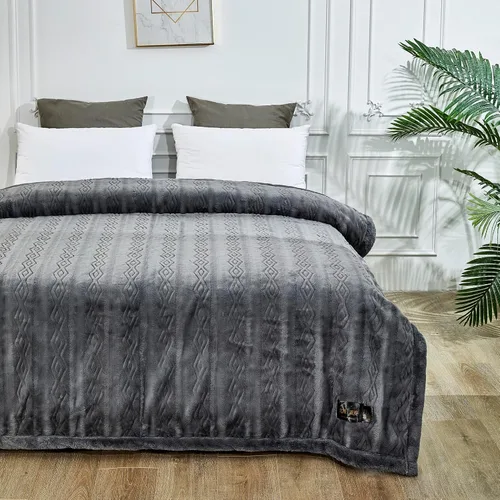 Miniatura 8 de LGYKUMEG Manta pesada de visón coreano de 10 libras, manta de forro polar de felpa cálida para invierno, sedosa suave y cálida, manta de cama Beige