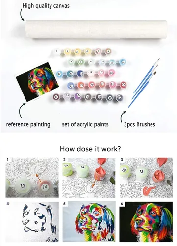 Miniatura 4 de Diymood Pintura por números para niños y adultos, rana, pintura al óleo de mascotas, kits de pintura acrílica por números para niños y adultos