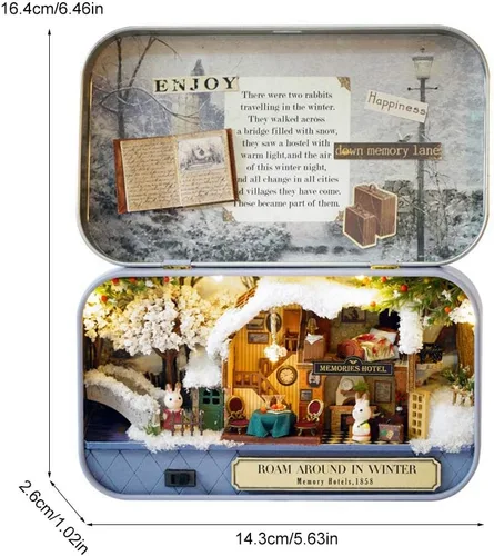 Miniatura 7 de DIY miniatura hecho a mano, con caja de luz LED, teatro, viejos tiempos, trilogía de buen tiempo, baterías enviadas para viajes, tema, casa