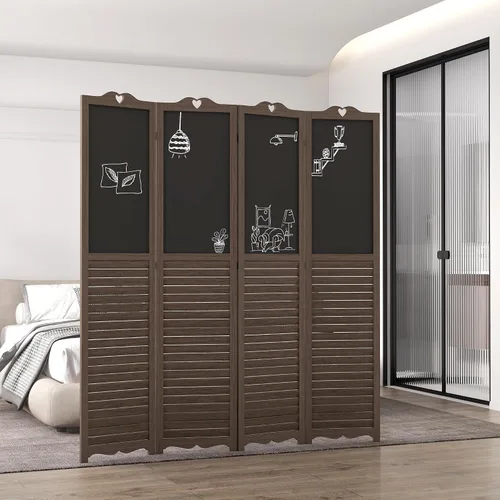 Miniatura 6 de HOMCOM Divisor de habitación plegable de 4 paneles con pizarra, paneles de privacidad independientes de 5.5 pies de alto para dormitorio u oficina
