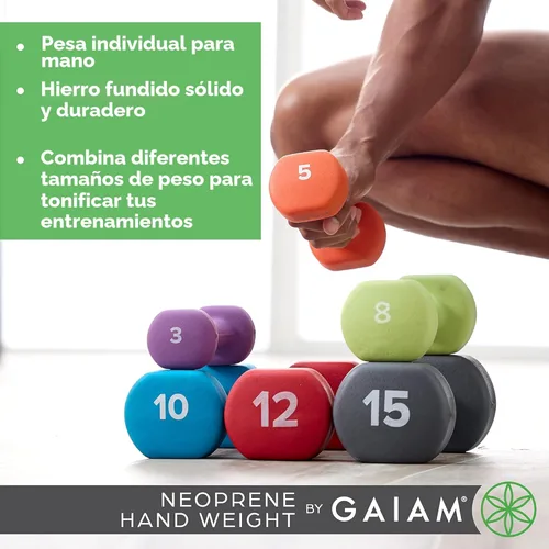 Miniatura 2 de Gaiam Mancuerna para mano (se vende en una sola) – Mancuerna con revestimiento de neopreno para ejercicio y acondicionamiento físico en casa