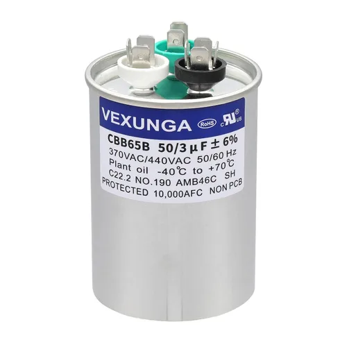 Miniatura 10 de VEXUNGA - 25/5 uF 25+5 MFD 370V o 440V Condensadores redondos de arranque dual 25 5 uF 370 440 Volt VAC CBB65 Condensadores para acondicionador