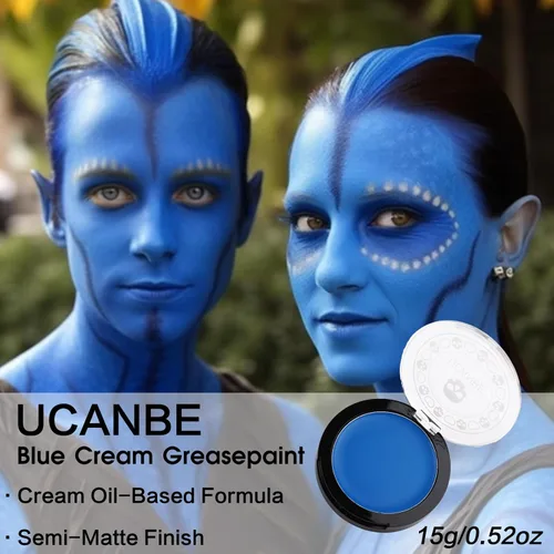 Miniatura 4 de UCANBE Pintura Facial y Corporal Azul, Base de Maquillaje, Paleta Profesional de Pintura Grasa No Tóxica para Adultos, Fiesta, Cremas