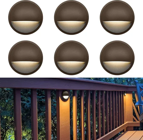 Miniatura 10 de GKOLED Luces LED de Cubierta de Bajo Voltaje, Luz de Barandilla de Escalón de Paisaje con Chips LED Integrados de 2W, Accesorios de Iluminación