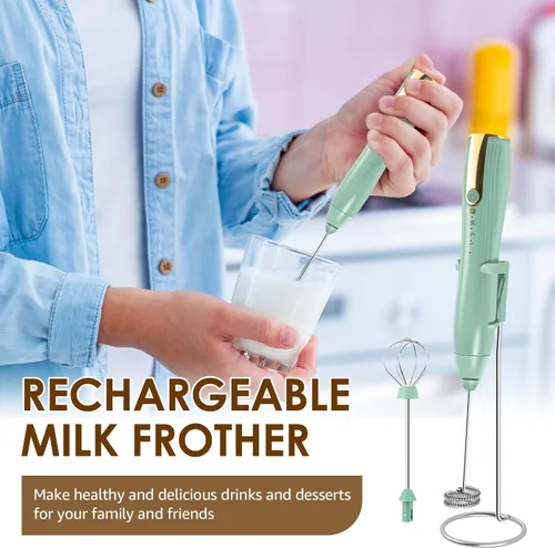 Miniatura 2 de Potente espumador de leche de mano, batidora de bebidas, máquina de espuma eléctrica recargable, espumador de café, batidora de mano, para café