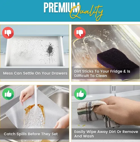 Miniatura 7 de Forros para Estantes de Refrigerador por Linda's Essentials - Forro de Refrigerador Fácil de Limpiar con Protección contra Derrames, Forros
