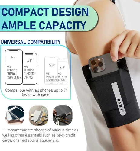 Miniatura 5 de HiRui Brazalete para Correr Manga Universal Brazalete Deportivo para Brazo Soporte para Teléfono Celular Brazalete para Ejercicio y Entrenamiento