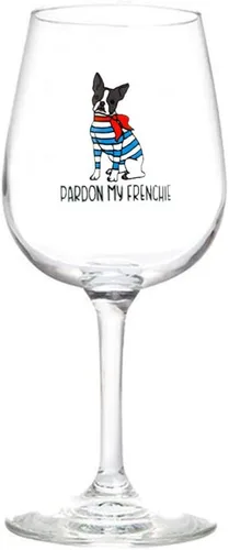 Pardon My Frenchie - Copa de vino y cóctel de 13 onzas, para los amantes de los perros y del bulldog francés, regalo lindo y divertido para mamá,