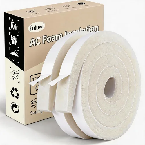 Miniatura 10 de Burlete de Espuma para Clima - 3 Rollos, 1/2 Pulgada de Ancho X 1/2 Pulgada de Grosor, Total 20 Pies de Largo, Aislamiento Adhesivo de Aire Gris