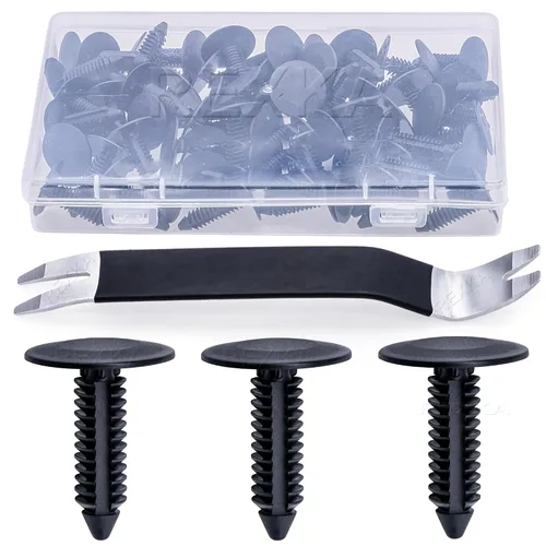 Miniatura 10 de Rexka 100 unids M6.3 Splash Shield Cubierta de la rueda Cubierta de parachoques Retenedor Clip Pin Remache para Jeep Dodge Ram Chrysler 6501916 GM