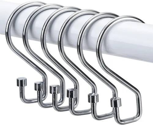 Miniatura 11 de Goowin Ganchos para Cortina de Ducha, 12 Pcs Anillos de Cortina de Ducha en Forma de S, Anillos de Cortina de Ducha Negros a Prueba de Óxido, Bronce