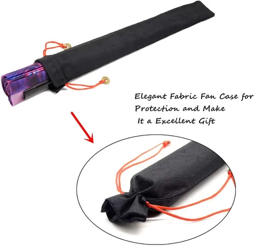 Miniatura 4 de Ventilador de mano plegable grande para mujeres/hombres, chino/japonés con bambú y tela de nailon, para actuaciones, decoraciones, bailes, fiestas