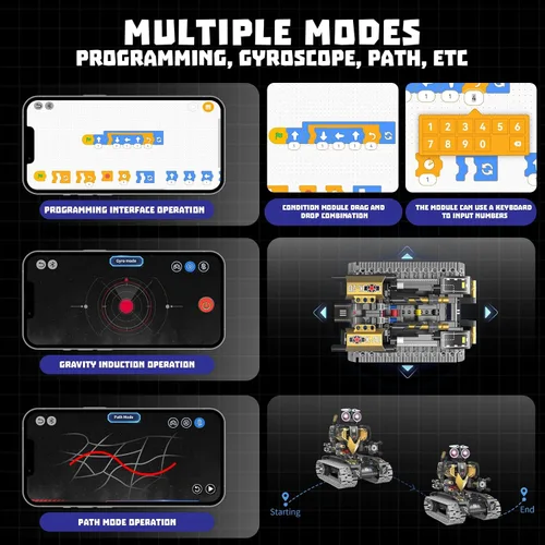 Miniatura 6 de Kit de construcción de robot con aplicación/control remoto, regalos STEM para niños de 6 a 16 años, juguetes robóticos de codificación técnica