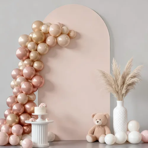 Miniatura 15 de Cubierta de Fondo de Arco Beige de 6 Pies - Cubiertas de Poliéster Ajustadas para Soporte de Arco de Boda con Parte Superior Redonda, Cubierta