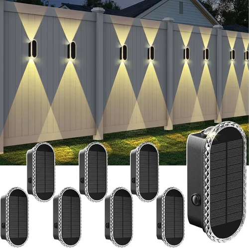 Miniatura 8 de LIANGLOME Paquete de 8 luces solares para valla al aire libre, luz solar para exteriores, luz blanca cálida y luces RGB para patio trasero, patio