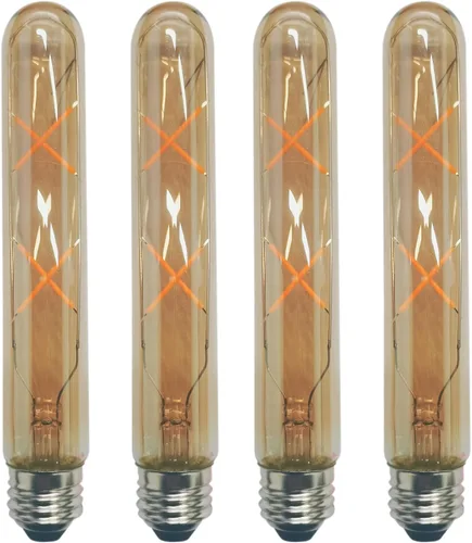 Bombillas LED ámbar de tubo T9, E26 regulables, 4 W, 120 V, 2200 K, blanco cálido, 180 lúmenes, equivalente a 40 vatios, paquete de 4