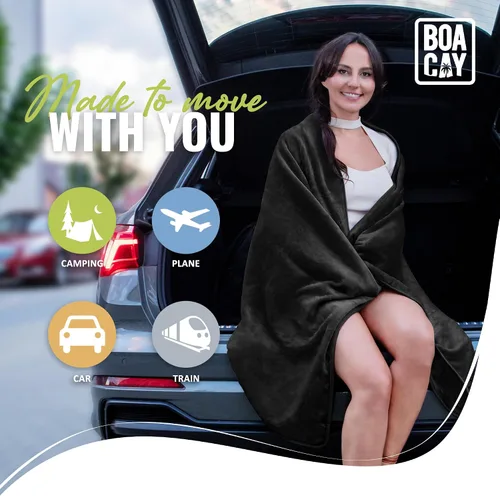 Miniatura 8 de BOACAY - Manta de viaje suave y cálida para avión y automóvil - Esencial para vuelos largos para mujeres, hombres, niños - Almohada compacta
