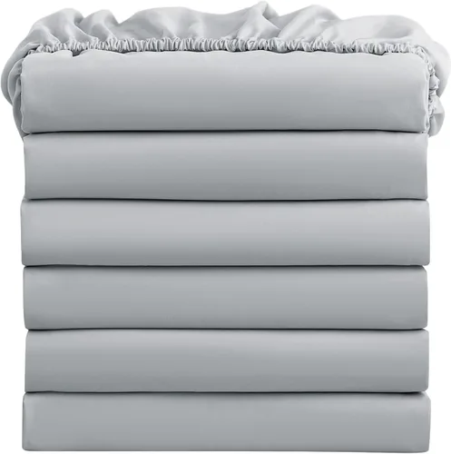 Miniatura 9 de FreshCulture Sábanas ajustadas tamaño King, paquete al por mayor de 6, bolsillo profundo, sábanas bajeras de microfibra suave para el hogar, Blanco