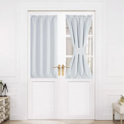 Miniatura 216 de NICETOWN Cortinas opacas unicolor con aislamiento térmico para puerta francesa, granja, oscurecimiento de habitación, puertas y ventanas de Marrón