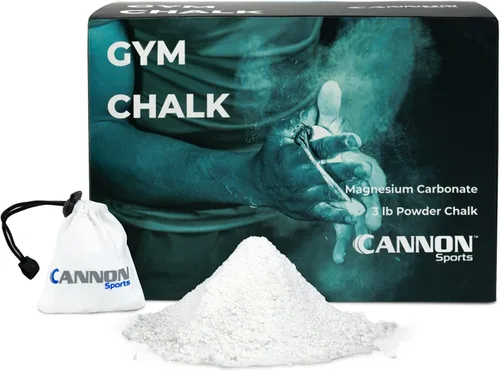 Cannon Sports Polvo de tiza para gimnasio, 3 libras de carbonato de magnesio, tiza suelta con bolsa resellable y bolsa de tiza, agarre profesional