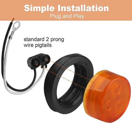 Miniatura 5 de 10 piezas de luces LED de 2 pulgadas redondas, luces de marcador lateral y de despegue de remolque redondas de 2 pulgadas, 4 luces LED selladas