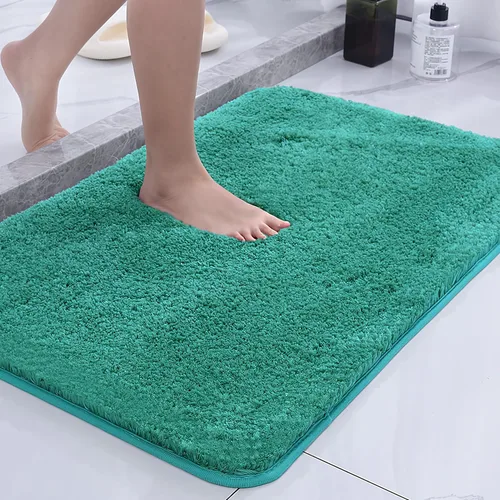 Miniatura 9 de Alfombra de baño de microfibra de 24 x 47 pulgadas, extra suave, peluda, antideslizante, absorbente de agua, lavable, color verde claro