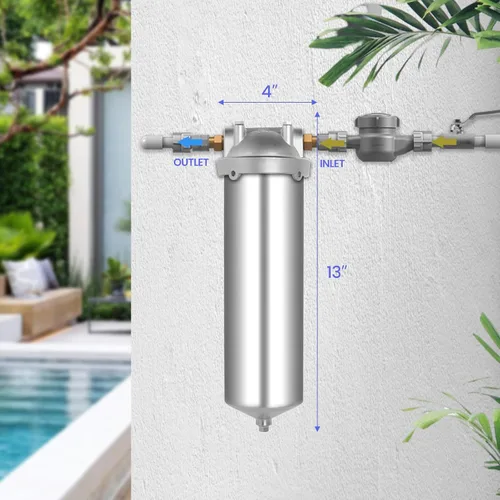 Miniatura 3 de NSF/ANSI 42 carcasa de filtro de agua de acero inoxidable para toda la casa, sistema de filtro de agua de sedimentos de 10 x 2.5 pulgadas para agua